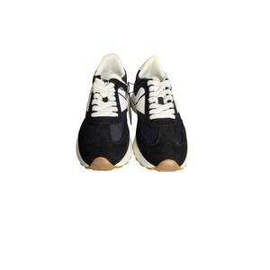 Women's Black White Suede Nylon Athletic Sneakers Size 10 Fashion Trainers